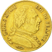 Munten, Frankrijk, Louis XVIII, 20 Francs, 1814, Paris, FR+, Goud, KM:706.1