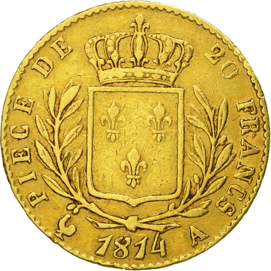 Munten, Frankrijk, Louis XVIII, 20 Francs, 1814, Paris, FR+, Goud, KM:706.1