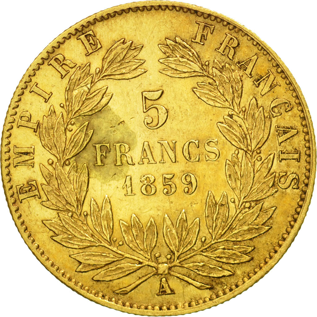 Coin, France, Napoleon III, 5 Francs, 1859, Paris, AU(50-53), Gold, Gadoury:1001