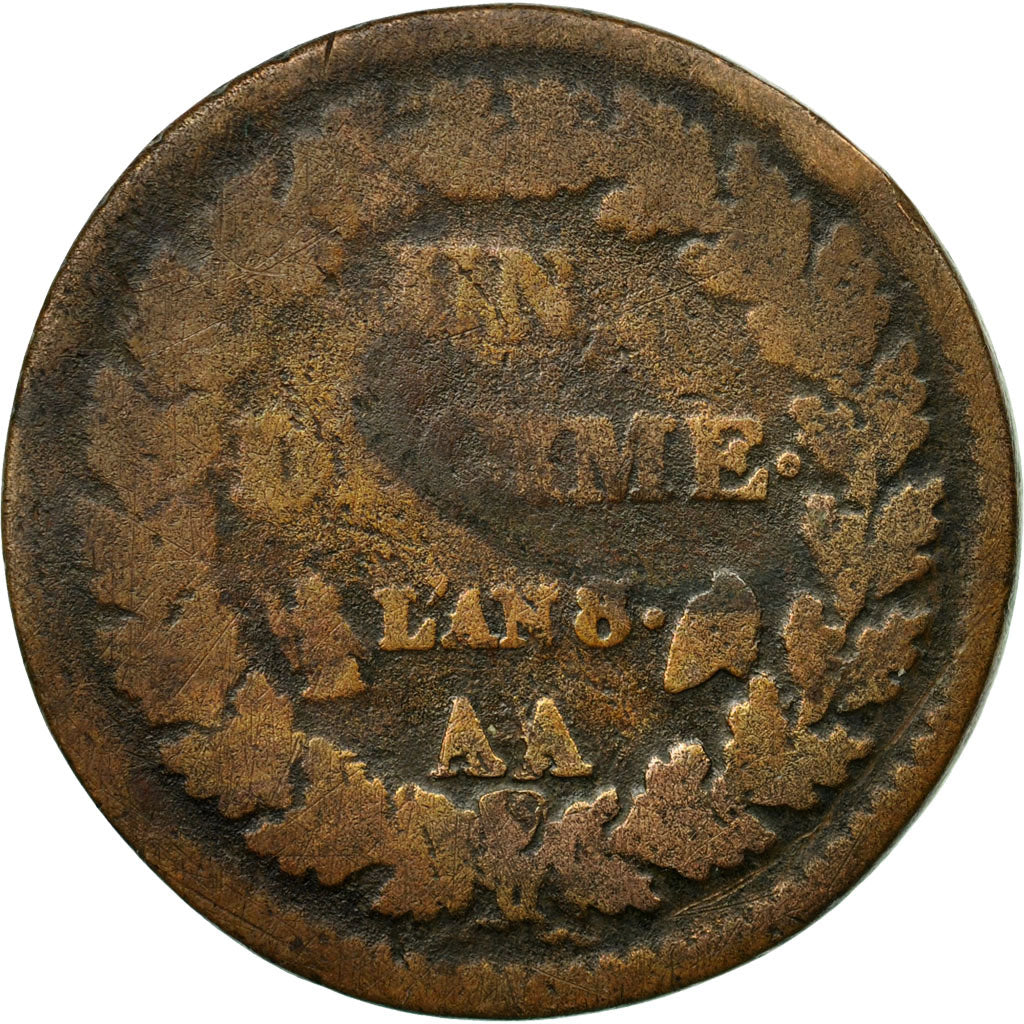 Munten, Frankrijk, Dupré, Decime, An 8/5 (1799-1800), Metz, ZG+, Bronze