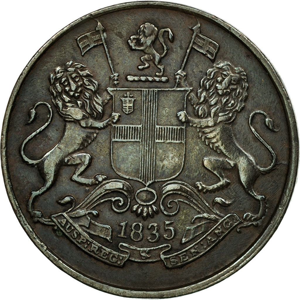 Moneta, INDIA - BRITANNICA, 1/4 Anna, 1835, Bombay, BB+, Rame, KM:446.1
