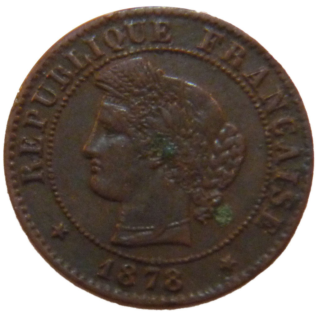 FRANCE, Cérès, Centime, 1878, Bordeaux, KM #826.2, EF(40-45), Bronze, Gadoury #.