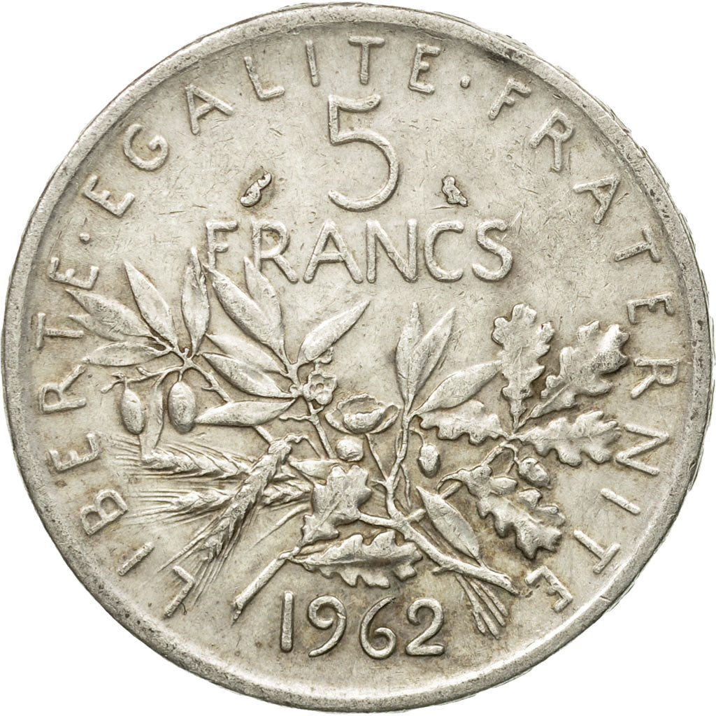 Moneta, Francia, Semeuse, 5 Francs, 1962, BB+, Argento, KM:926, Gadoury:770