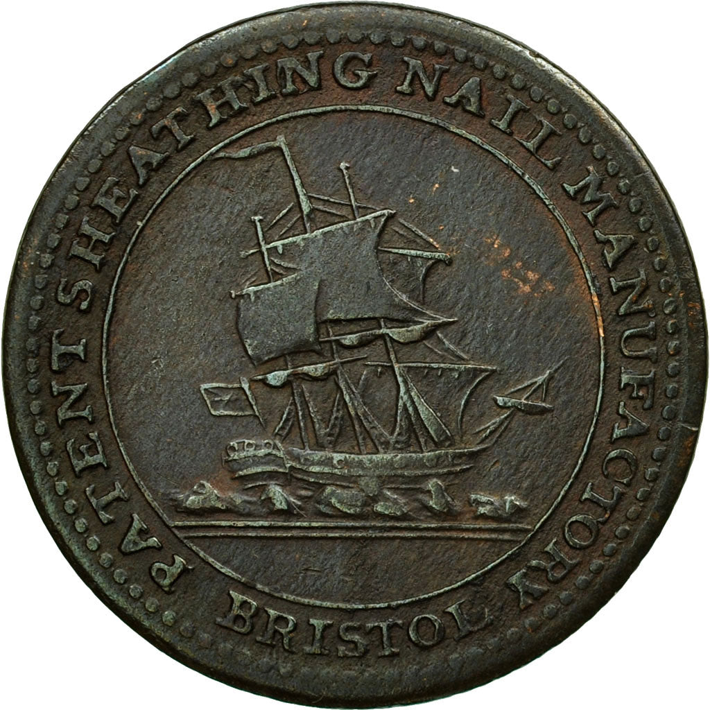 Coin, Great Britain, Patent Sheathing Nail Manufactory, Farthing Token, 1811