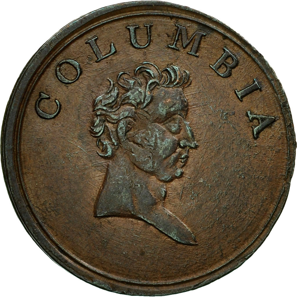 Coin, Great Britain, Columbia, Farthing Token, 1820-30, AU(50-53), Copper