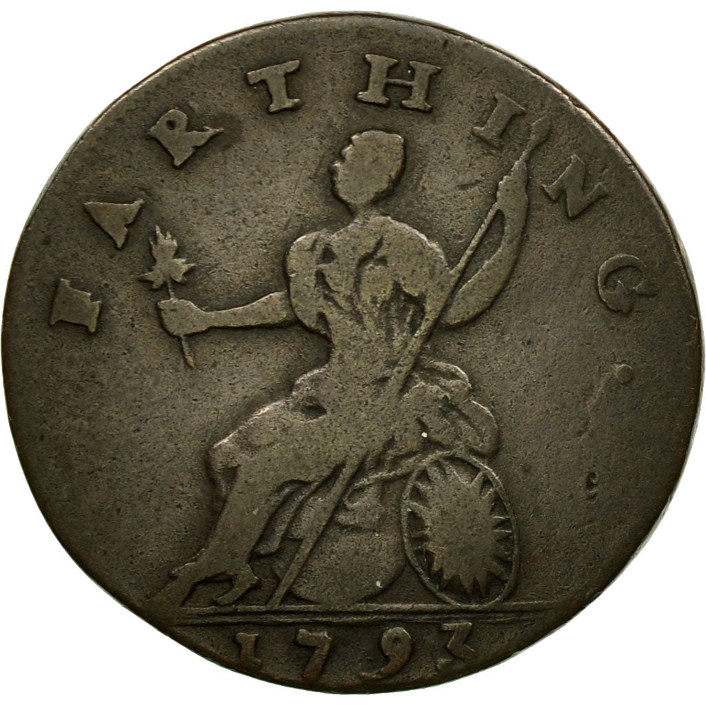 Coin, Great Britain, Isaac Newton, Farthing Token, 1793, VF(30-35), Copper