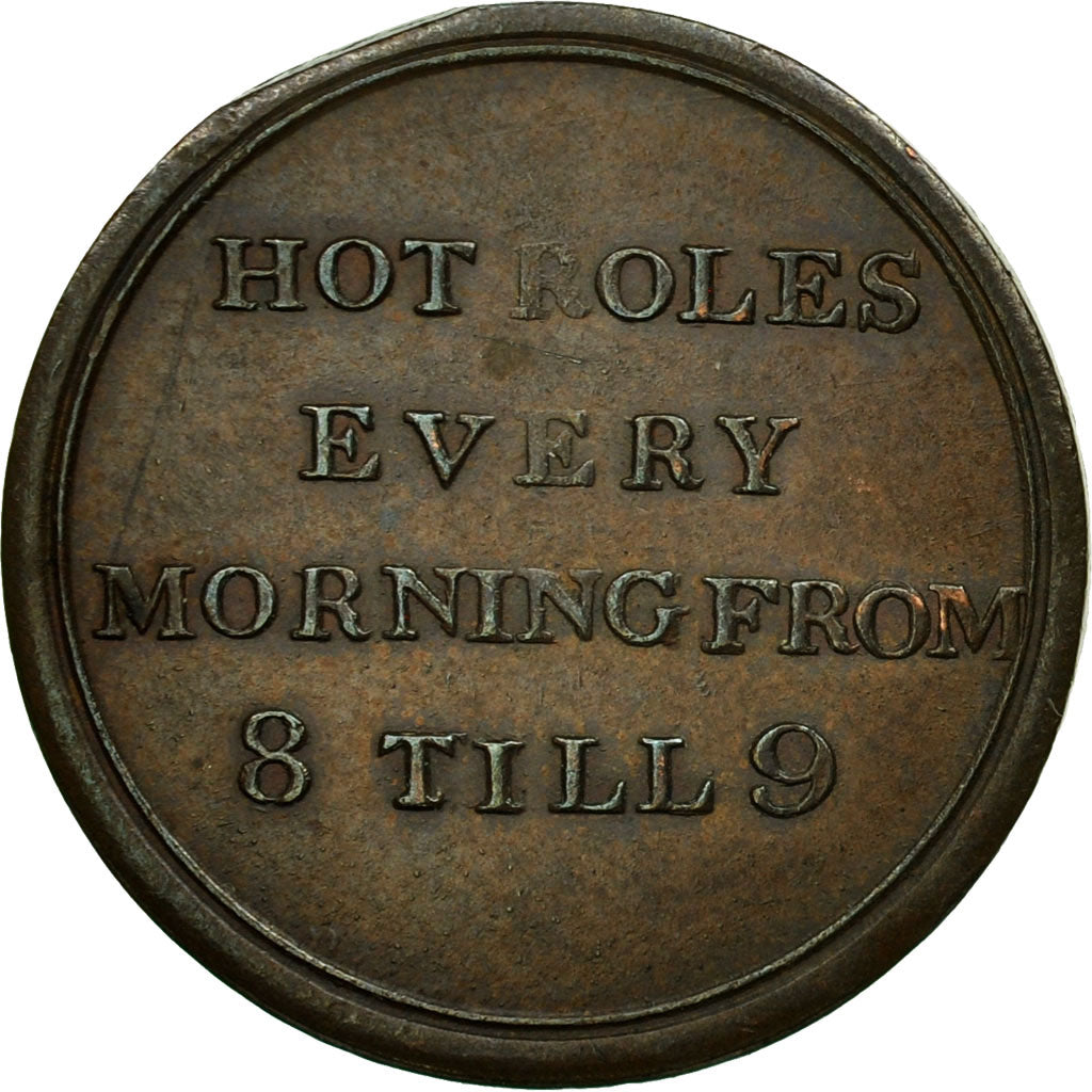 Coin, Great Britain, Hot Roles Bakers, Farthing Token, AU(50-53), Copper