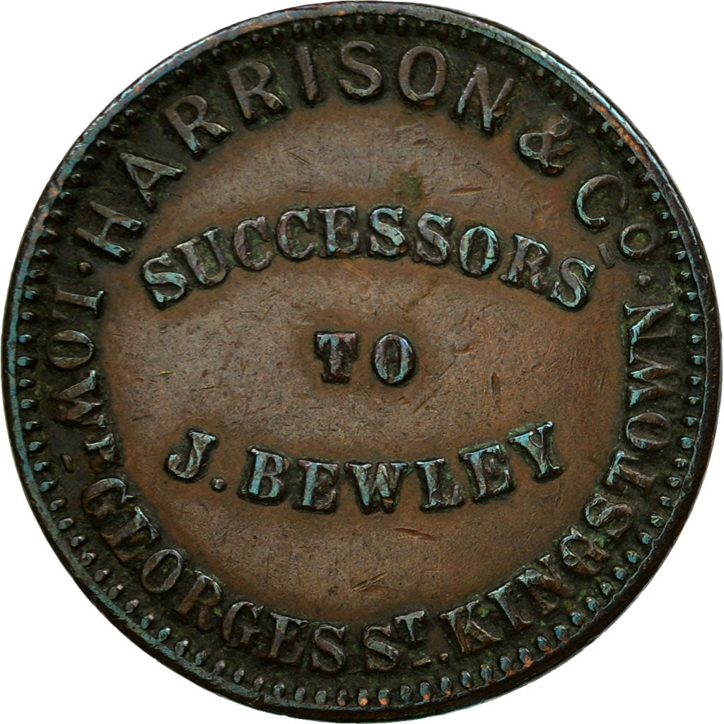 Moneda, Irlanda, Harrison & Co, Farthing Token, Kingstown, MBC+, Cobre
