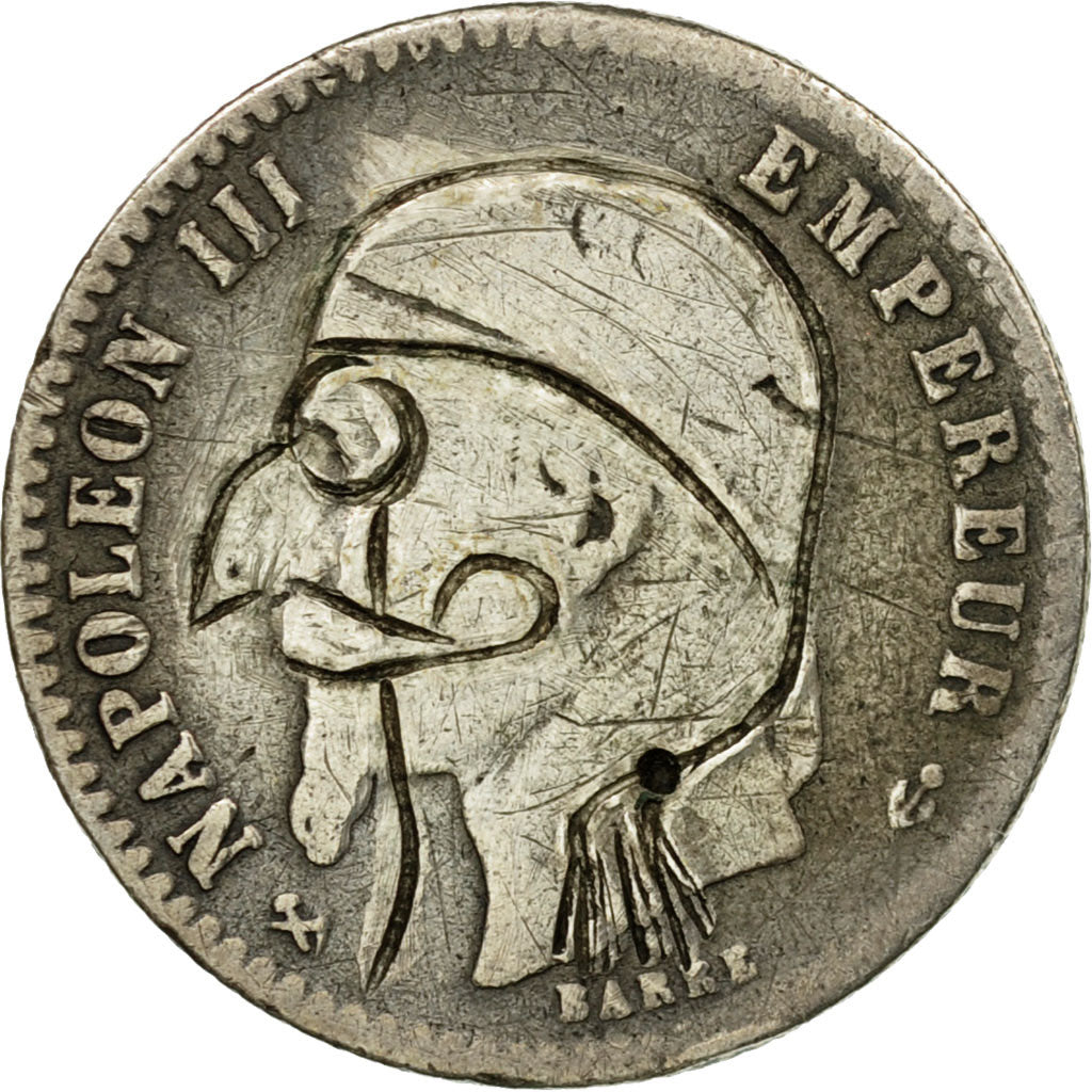 Moneda, Francia, Napoleon III, 50 Centimes, 1866, Bordeaux, Satirique, BC+