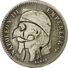 Moneda, Francia, Napoleon III, 50 Centimes, 1866, Bordeaux, Satirique, BC+