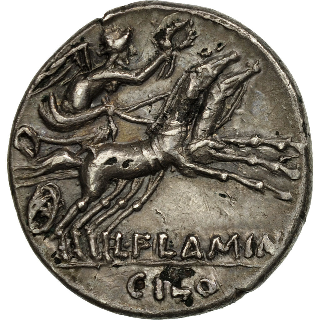 Coin, Flaminia, Denarius, Rome, Fourrée, AU(55-58), Silver, Crawford:302/1