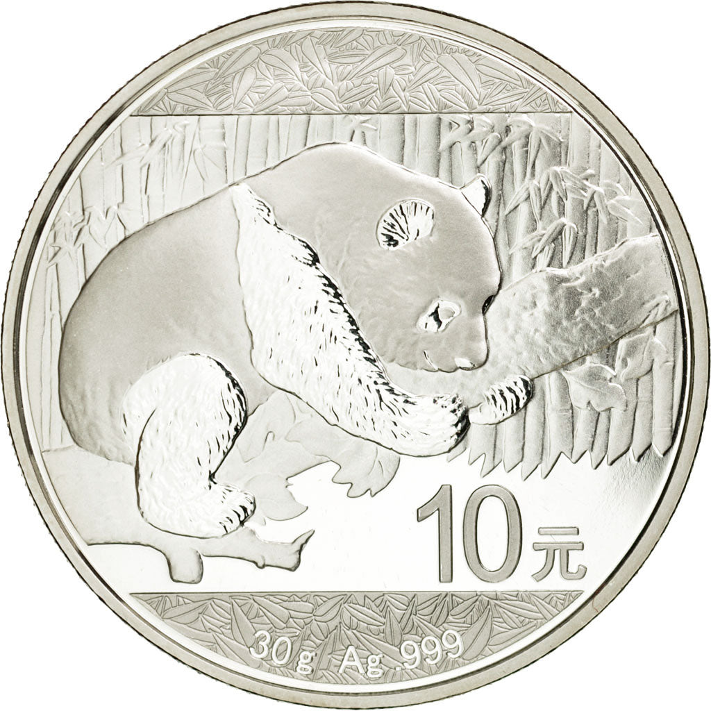 Moneda, China, Panda, 10 Yüan, 2016, FDC, Plata