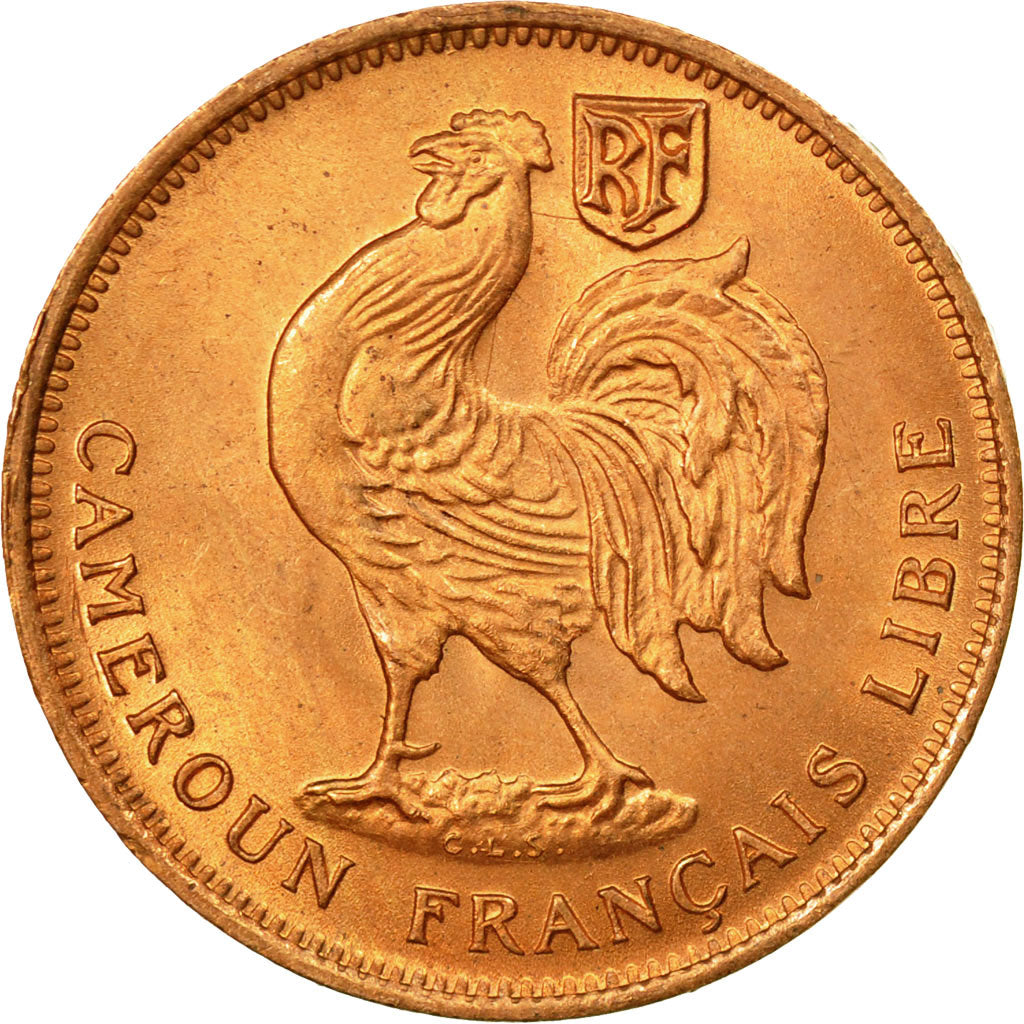 Coin, Cameroon, 50 Centimes, 1943, Pretoria, MS(65-70), Bronze, KM:6