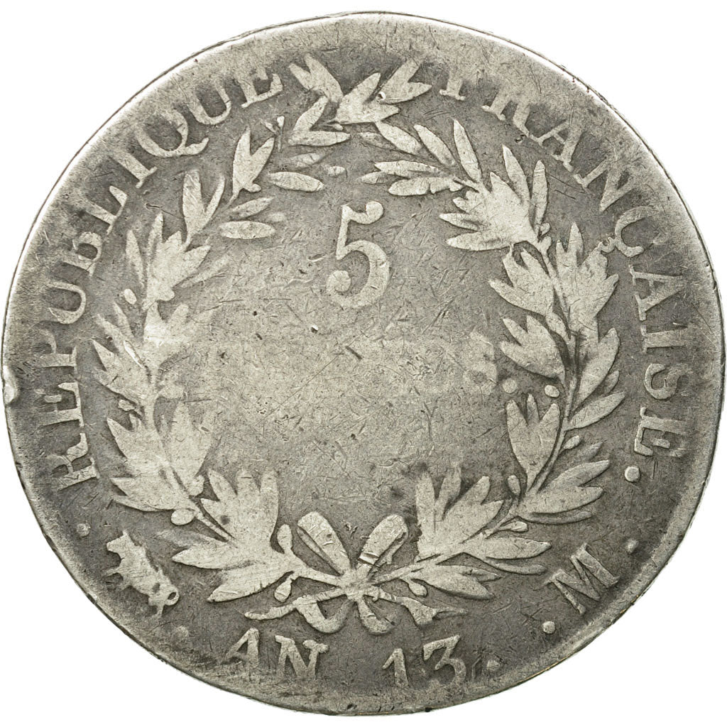 Coin, France, Napoléon I, 5 Francs, AN 13, Toulouse, F(12-15), Silver