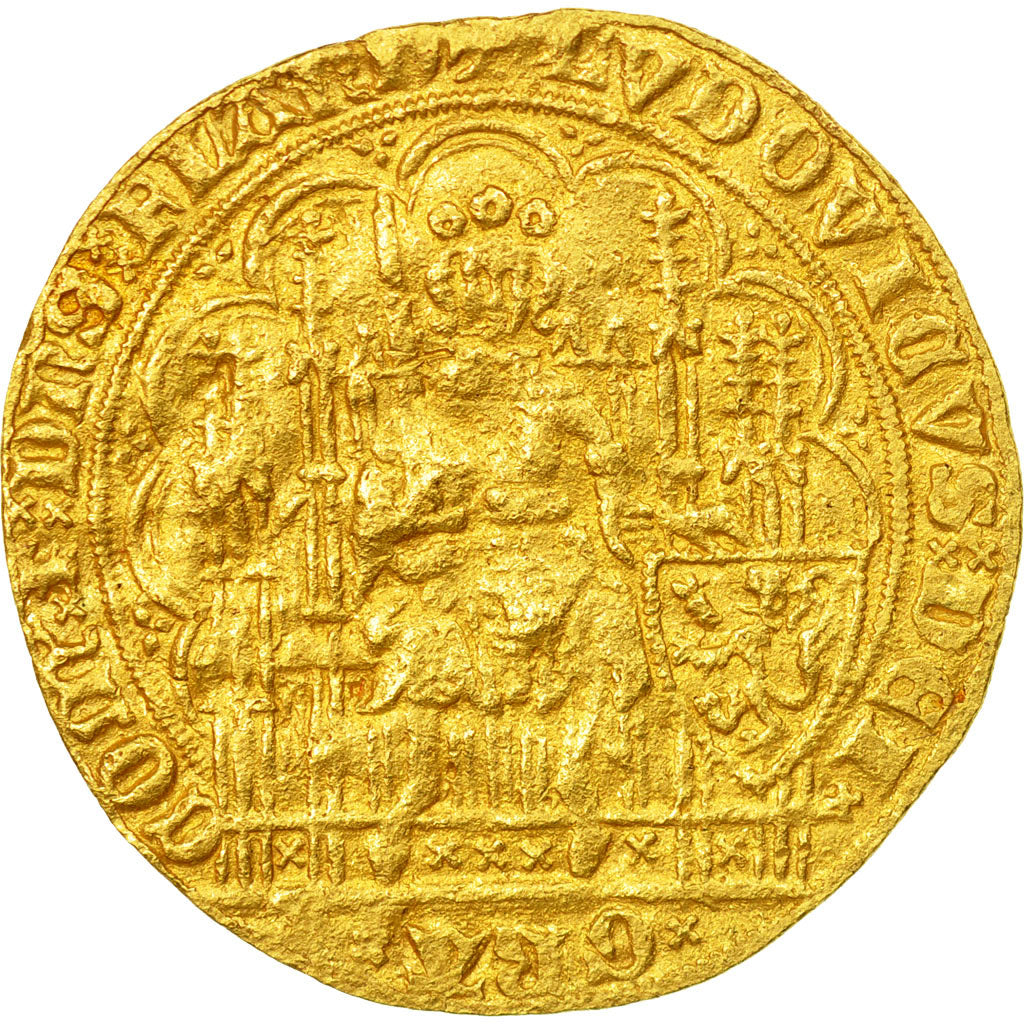 Coin, France, Flanders, Louis II de Mâle, Chaise d'or, EF(40-45), Gold
