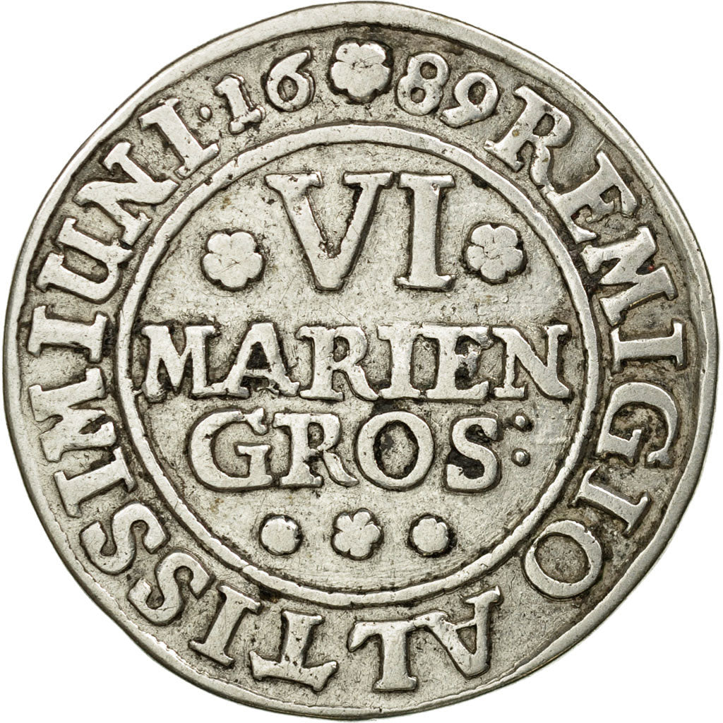 Coin, Germany, BRUNSWICK-WOLFENBUTTEL, 6 Mariengroschen, 1689, VF(30-35), Silver