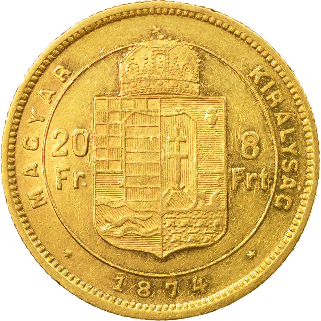 Coin, Hungary, Franz Joseph I, 8 Forint 20 Francs, 1874, Kremnitz, EF(40-45)