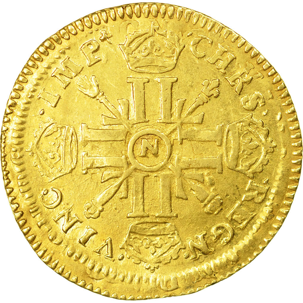 Coin, France, Louis XIV, Louis d'or aux 8 L et aux insignes, 1701, Montpellier