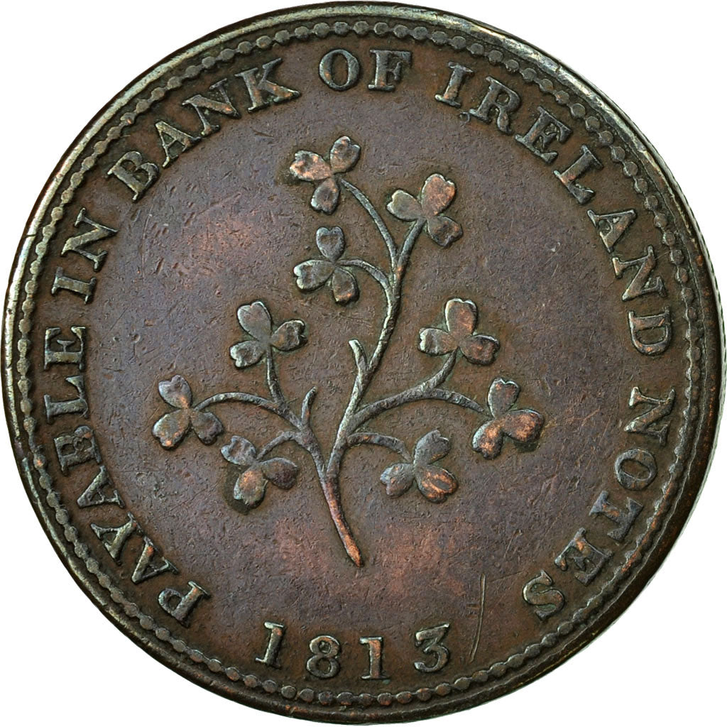 Coin, Ireland, James Hilles, Halfpenny Token, 1813, Dublin, EF(40-45), Copper