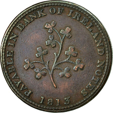 Coin, Ireland, James Hilles, Halfpenny Token, 1813, Dublin, EF(40-45), Copper