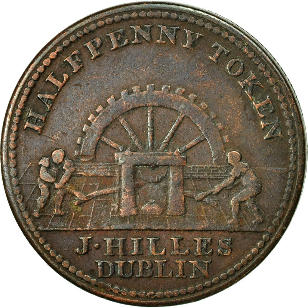 Coin, Ireland, James Hilles, Halfpenny Token, 1813, Dublin, EF(40-45), Copper