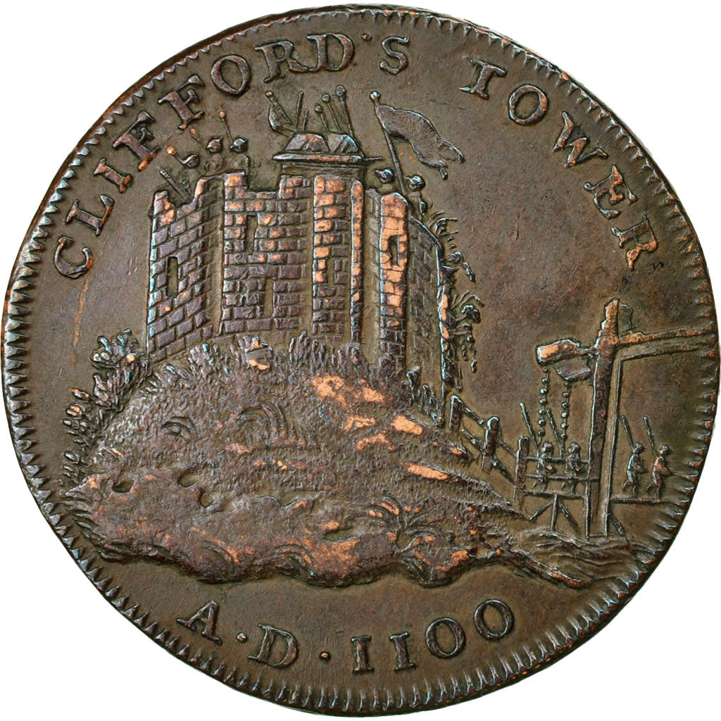 Coin, Great Britain, Yorkshire, Halfpenny Token, 1795, York, EF(40-45), Copper