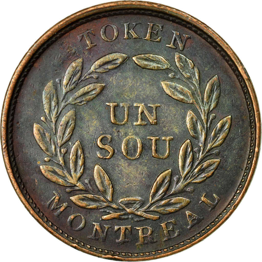 Coin, Canada, LOWER CANADA, 1 Sou, 1835-38, EF(40-45), Copper