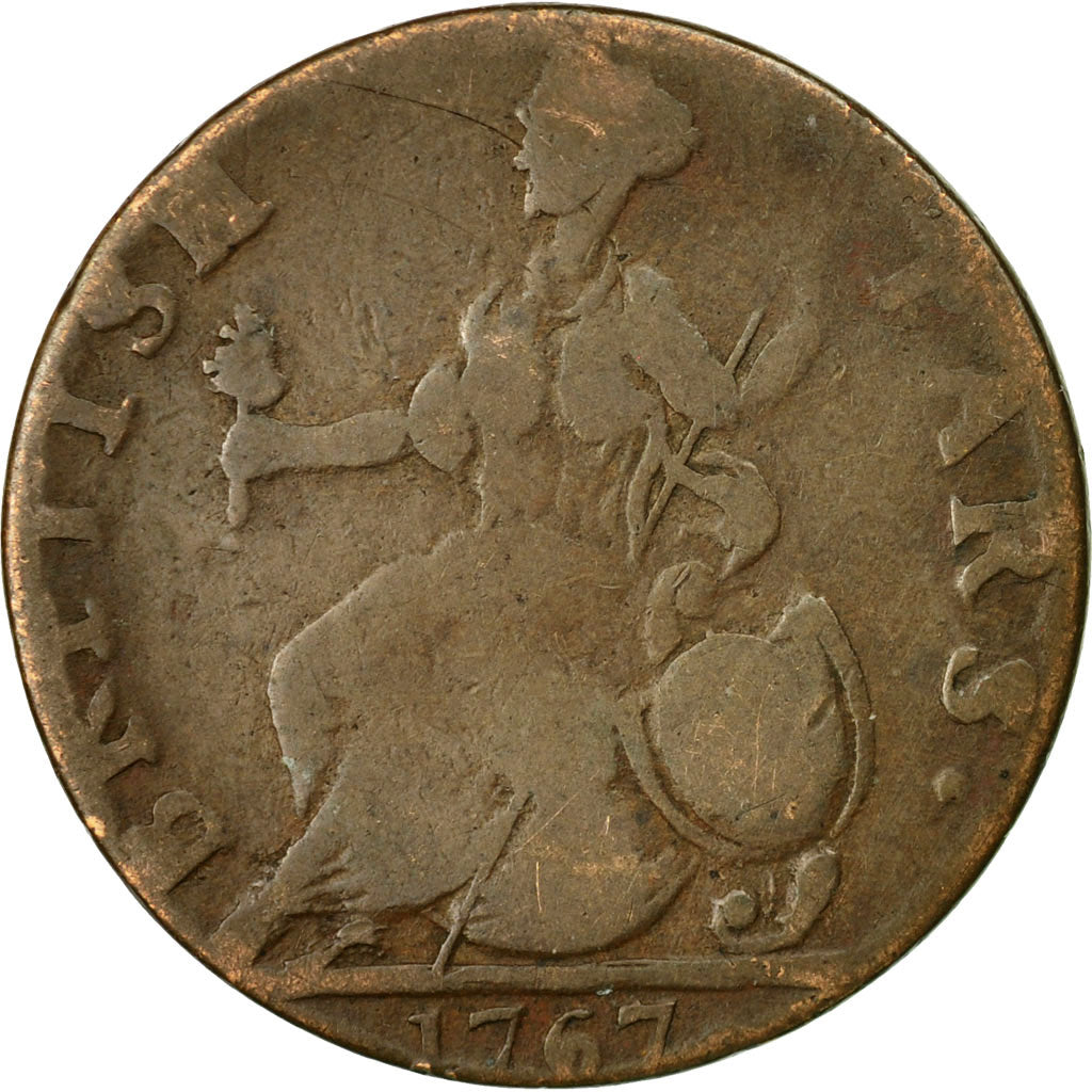 Coin, Great Britain, Georius Pit Sex, Evasion Halfpenny, 1767, British Tars
