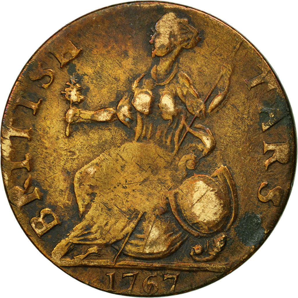 Coin, Great Britain, Georius Pit Sex, Evasion Halfpenny, 1767, British Tars