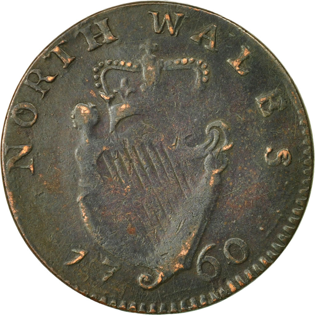 Coin, Great Britain, North Wales, George Rule, Evasion Halfpenny, 1760