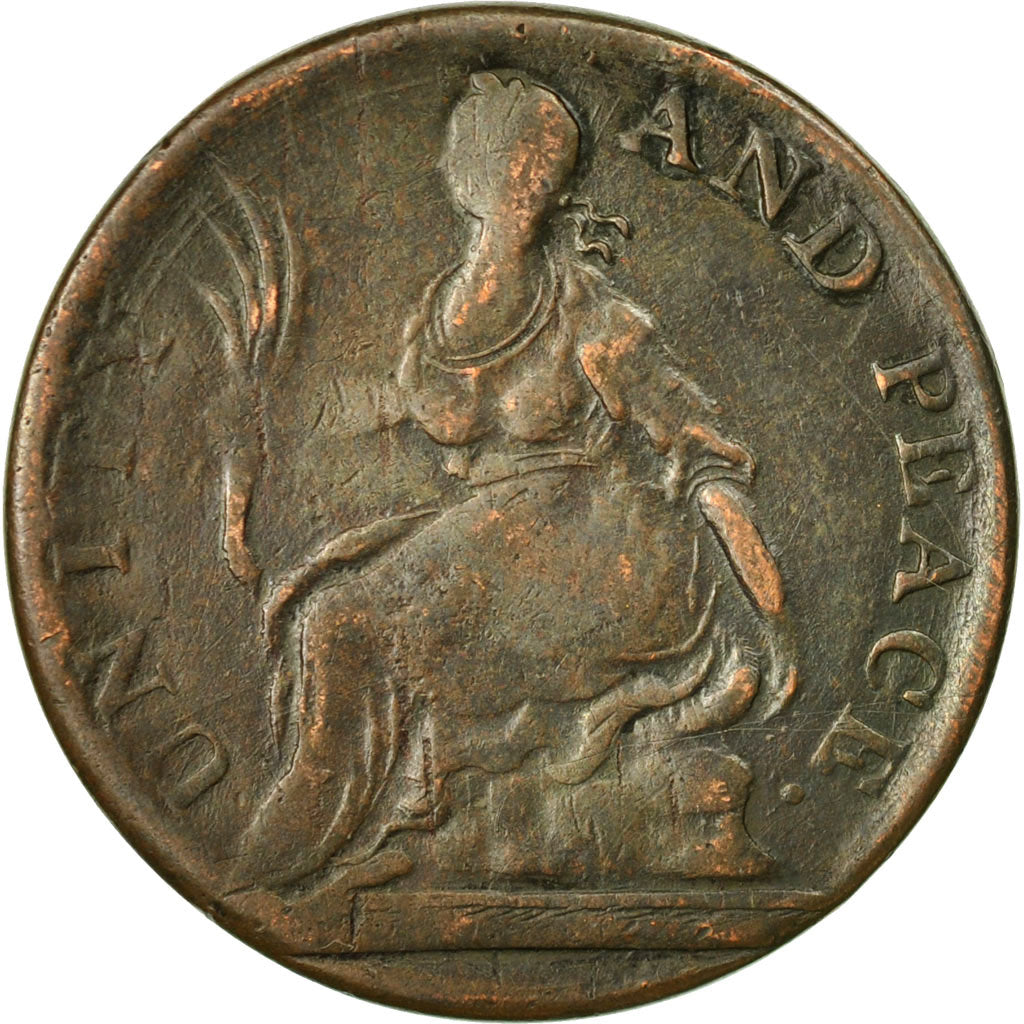 Coin, Great Britain, John Kemp, Evasion Halfpenny, Unity and Peace, F(12-15)