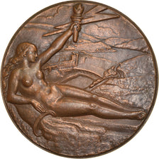 France, Médaille, Art Déco, Electricité, Femme Nue, Simon, SUP, Bronze