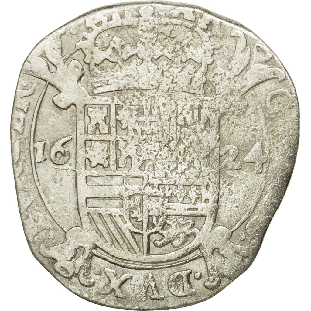 Coin, Spanish Netherlands, Philip IV, Escalin, 1624, Brussels, VF(20-25)