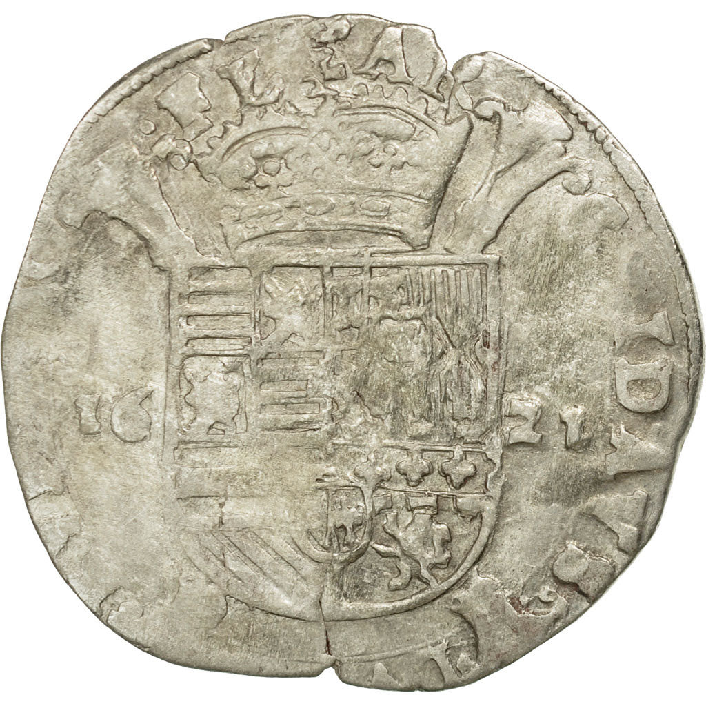 Coin, Spanish Netherlands, Albert & Isabella, Escalin, 1621, Bruges, VF(30-35)
