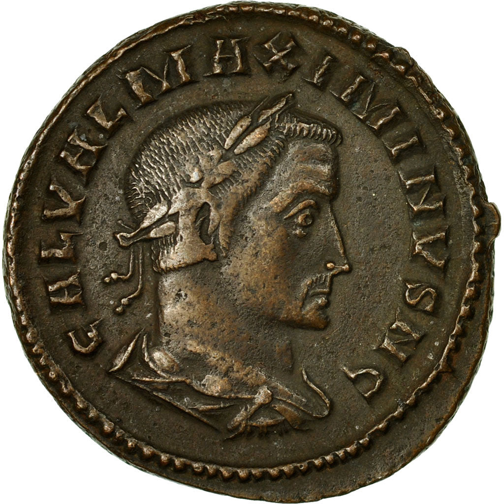 Coin, Maximinus II, Follis, AD 307, Lyons, EF(40-45), Bronze, RIC:214a