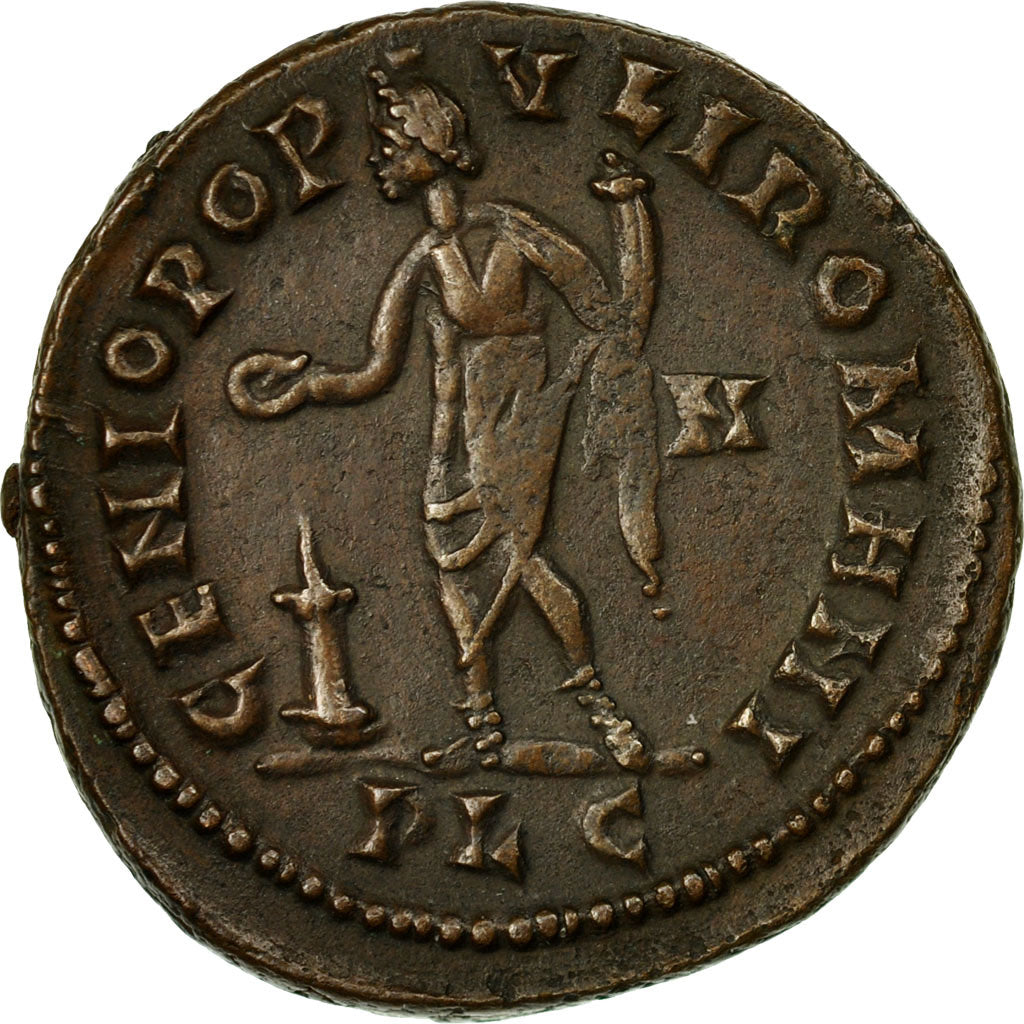 Coin, Maximinus II, Follis, AD 307, Lyons, EF(40-45), Bronze, RIC:214a