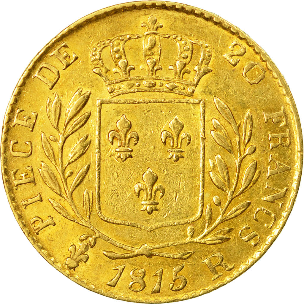 Coin, France, Louis XVIII, 20 Francs, 1815, London, AU(50-53), Gold, KM:1