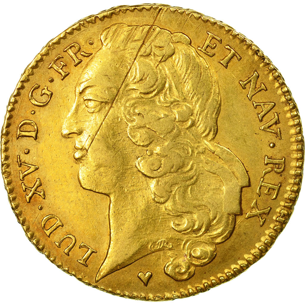 Coin, France, Louis XV, Double Louis d'or, 1756/49, Strasbourg, AU(50-53), Gold
