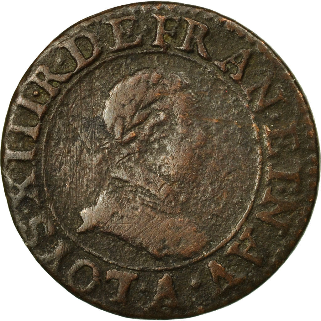 Coin, France, Louis XIII, Double Tournois, 1615, Paris, VF(20-25), Copper