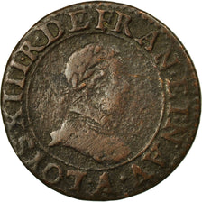 Coin, France, Louis XIII, Double Tournois, 1615, Paris, VF(20-25), Copper