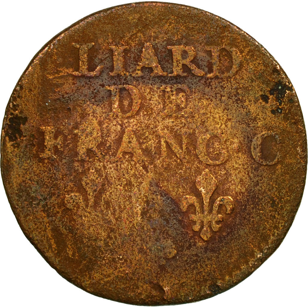 Moneda, Francia, Ardennes, Charles II, Liard, 1656, Charleville, BC, Cobre