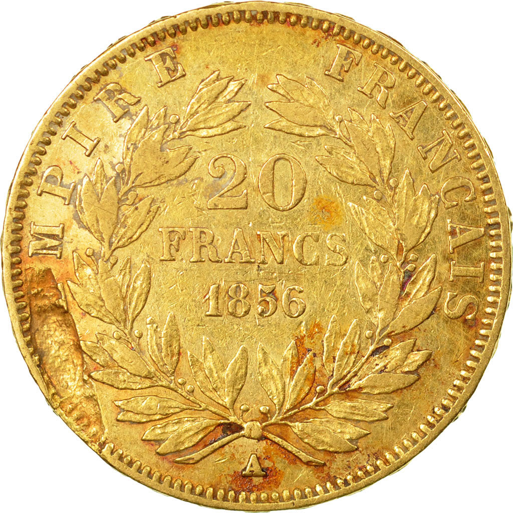 Moneta, Francia, Napoleon III, 20 Francs, 1856, Paris, Fautée - Défaut de flan