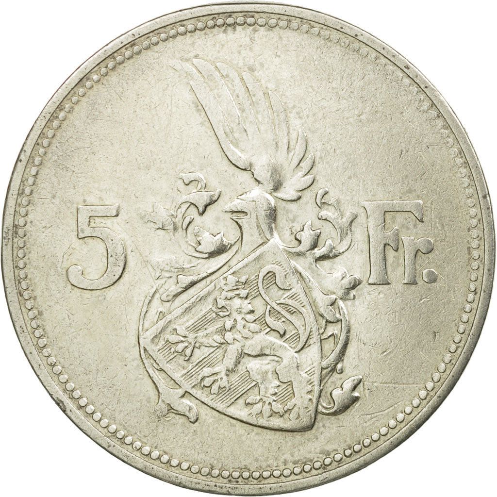 Coin, Luxembourg, Charlotte, 5 Francs, 1929, VF(30-35), Silver, KM:38