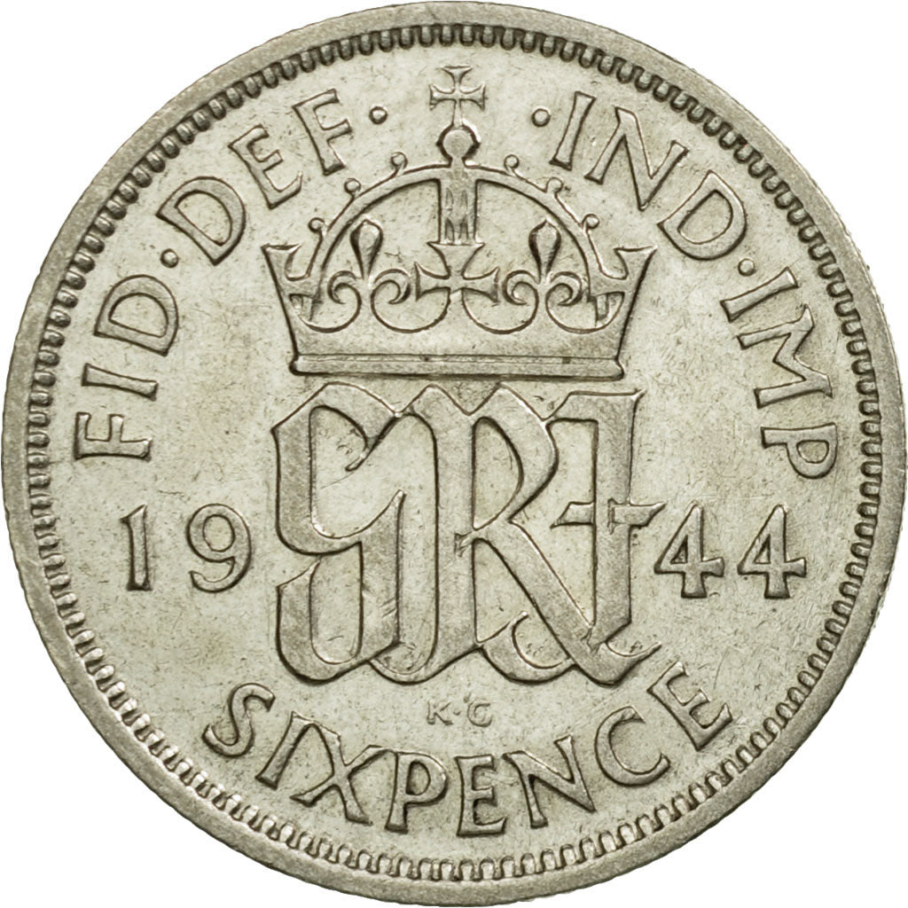 Coin, Great Britain, George VI, 6 Pence, 1944, EF(40-45), Silver, KM:852