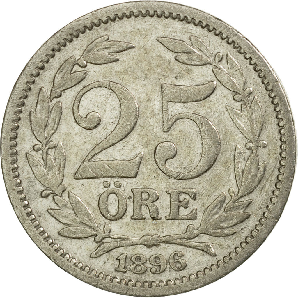 Coin, Sweden, Oscar II, 25 Öre, 1896, VF(20-25), Silver, KM:739