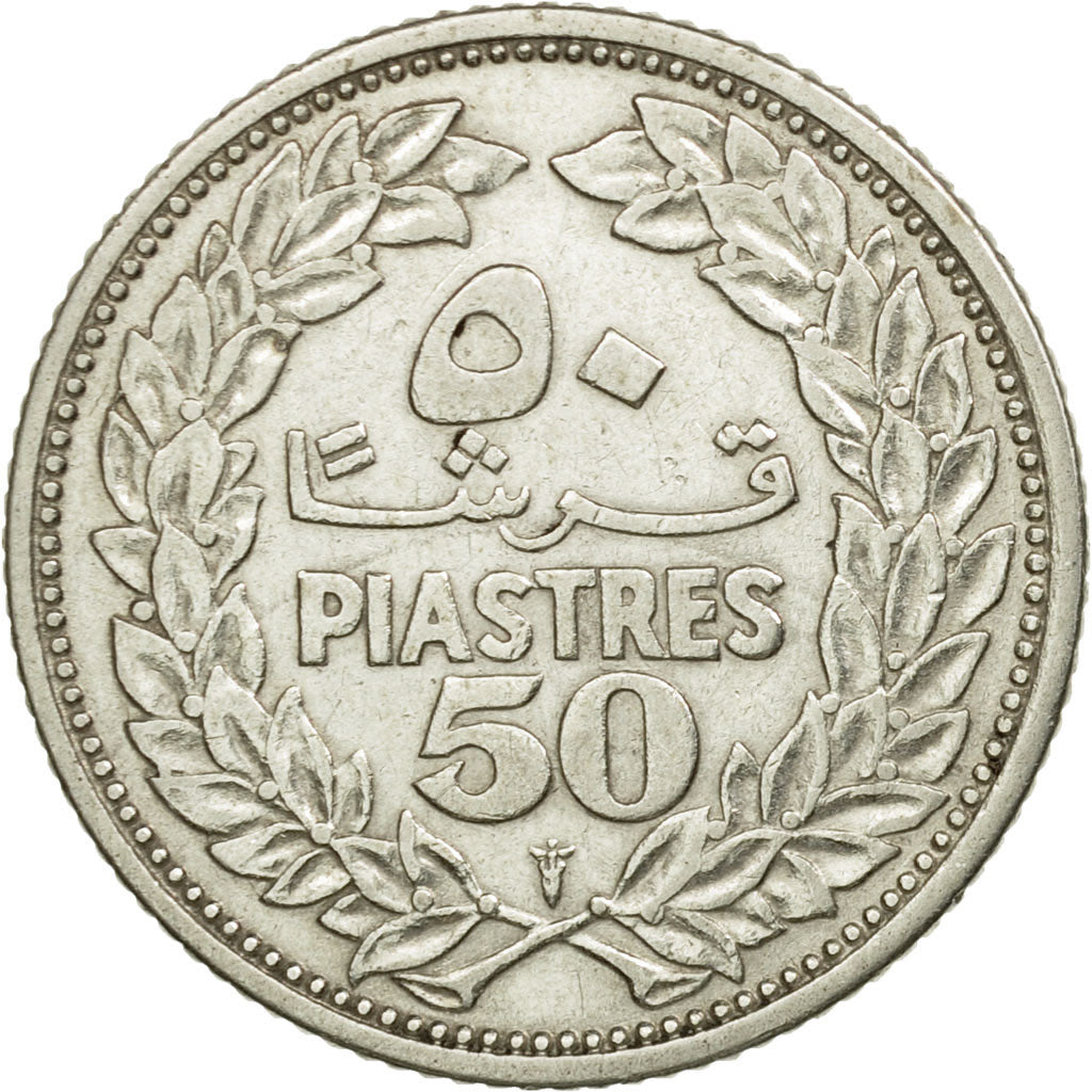 Coin, Lebanon, 50 Piastres, 1952, Utrecht, EF(40-45), Silver, KM:17