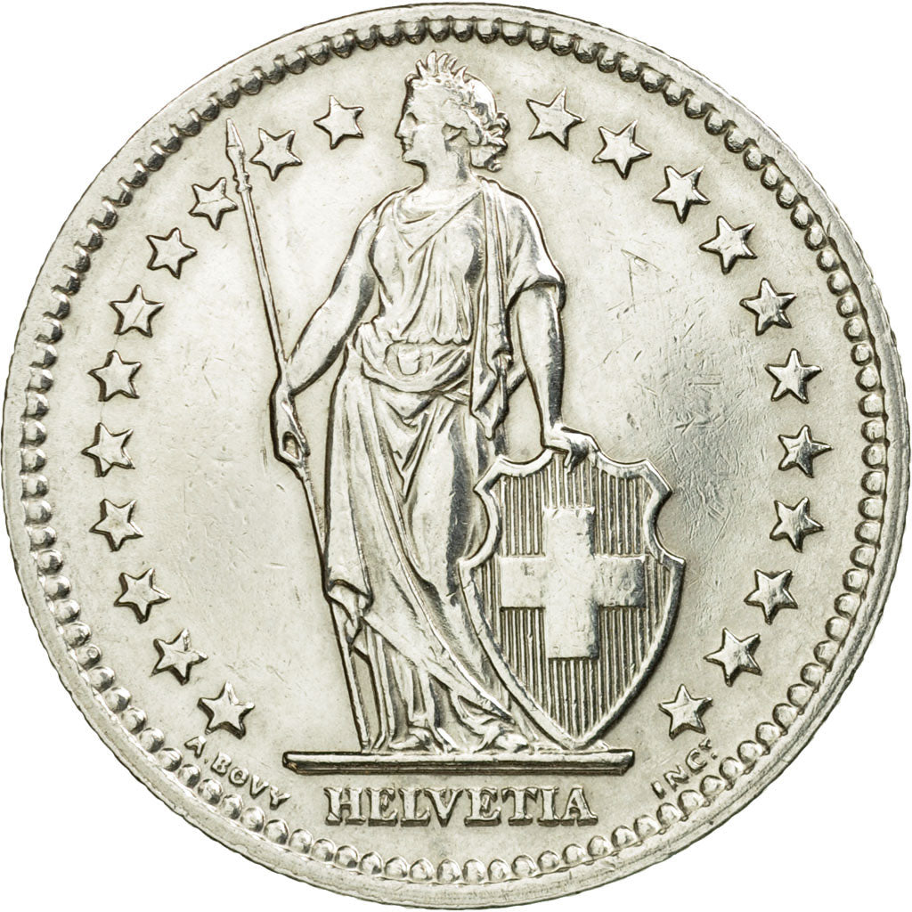 Coin, Switzerland, 2 Francs, 1944, Bern, EF(40-45), Silver, KM:21