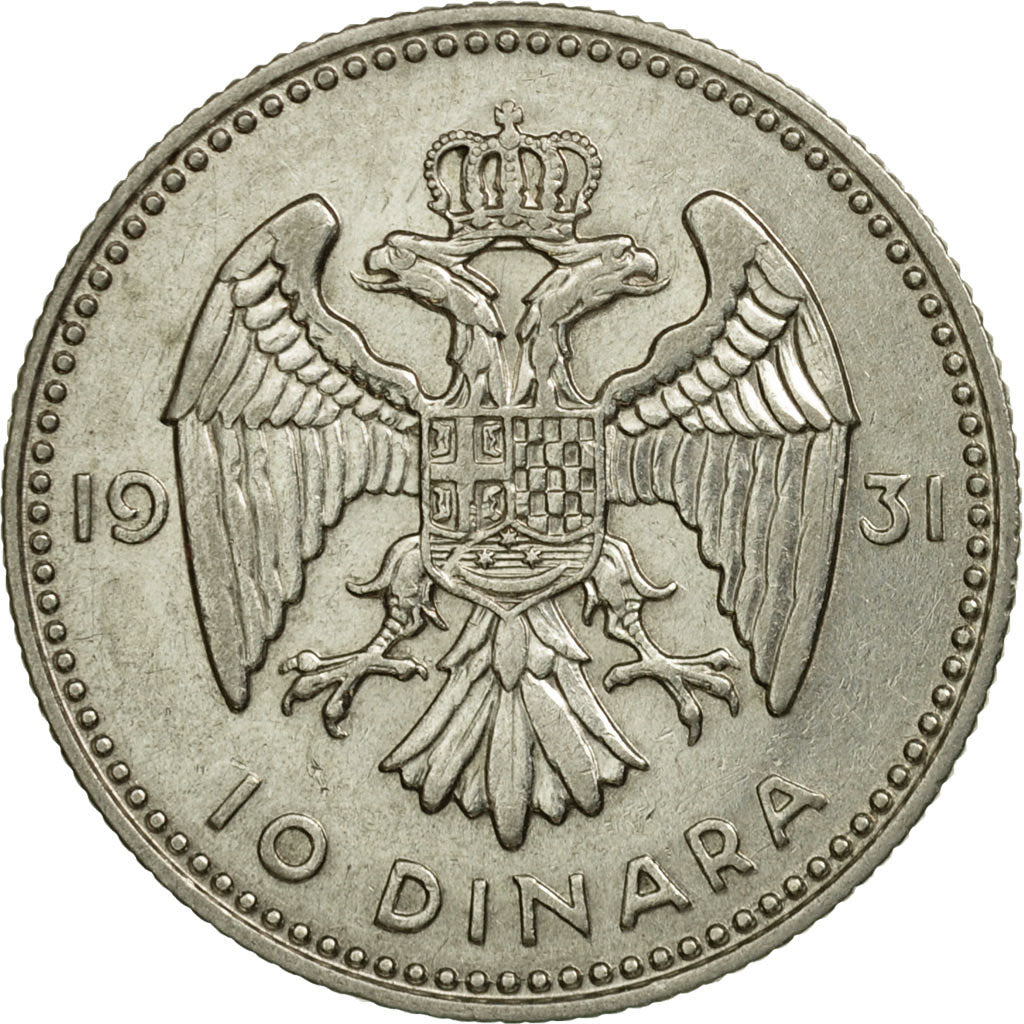 Coin, Yugoslavia, Alexander I, 10 Dinara, 1931, London, EF(40-45), Silver, KM:10