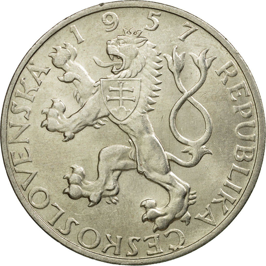 Coin, Czechoslovakia, 10 Korun, 1957, MS(60-62), Silver, KM:48