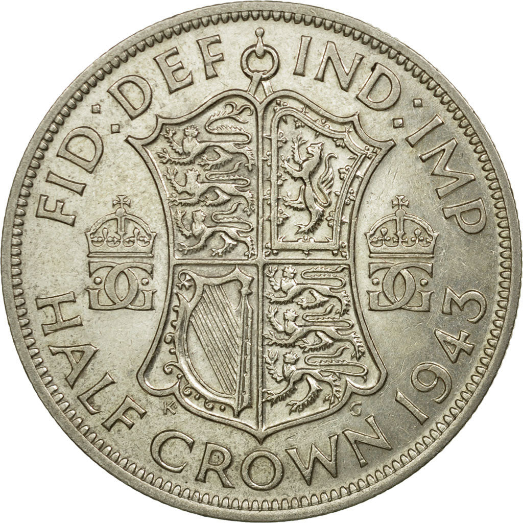 Coin, Great Britain, George VI, 1/2 Crown, 1943, EF(40-45), Silver, KM:856